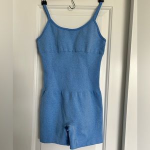 Form Fitting Work Out Romper - Size S - Light Blue